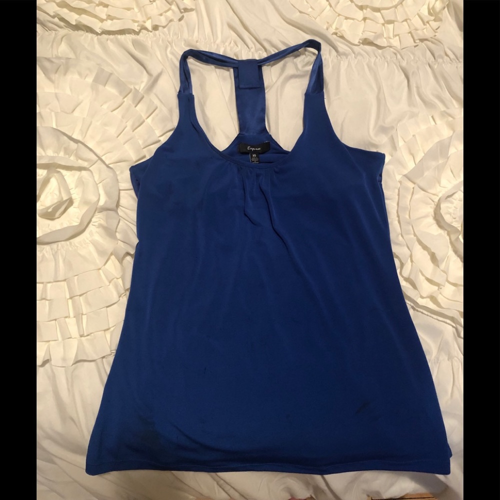 Blue Tank with Satin Trim